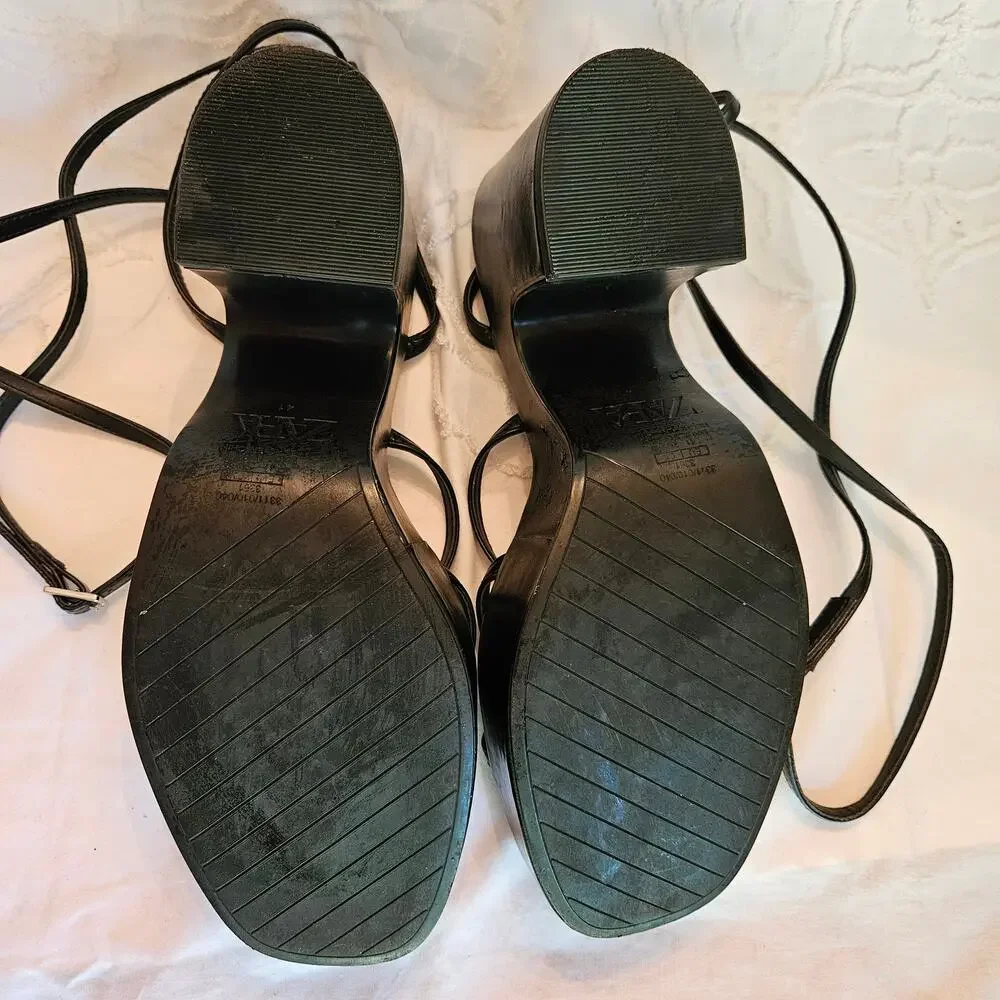 ZARA Black Y2K Strappy Platform Heels EU 41